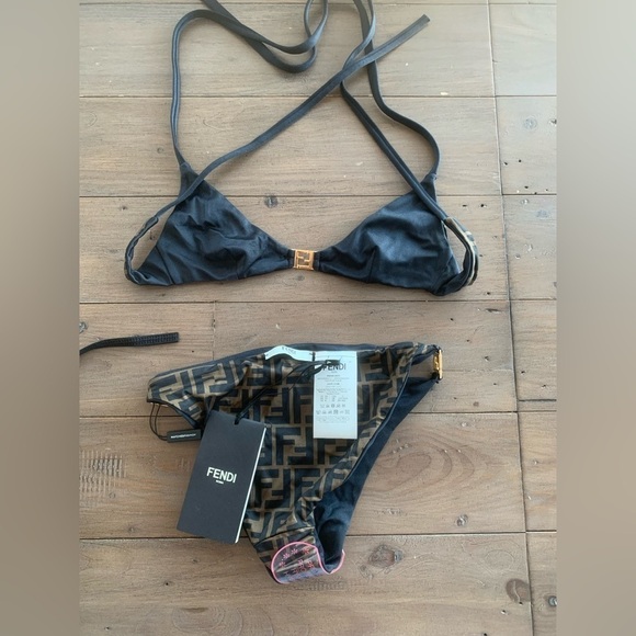 Fendi Lycra FF logo brown bikini NWT - Picture 4 of 9